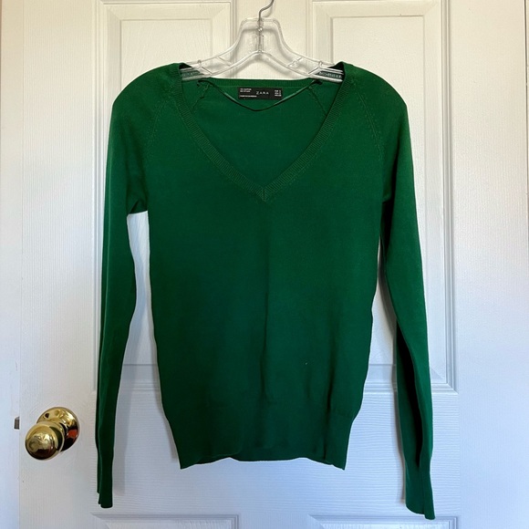 Green Zara V-neck sweater, size S - Picture 1 of 4